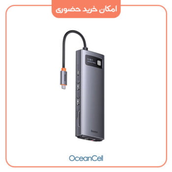 هاب 9 پورت بیسوس مدل Baseus Metal Gleam Series WKWG060013 با کابل Type-C